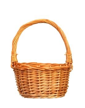 Handmade basket of wicker isolated on a white background