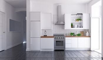 Modern kitchen interior design. 3d rendering concept
