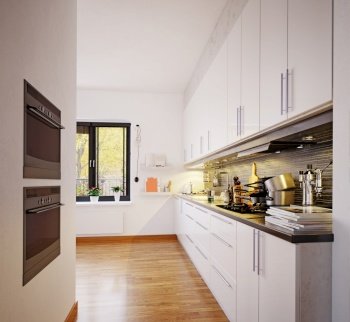 modern scandinavian style kitchen interior. 3d rendering design
