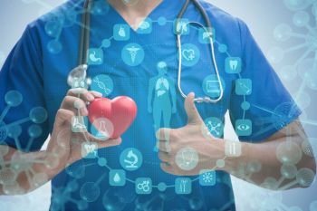 Young doctor cardiologist in telehealth concept. The young doctor cardiologist in telehealth concept