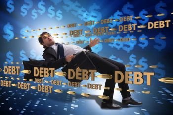 Business concept of debt and borrowing. The business concept of debt and borrowing