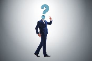  Businessman with question mark instead of his head. Businessman with question mark instead of his head