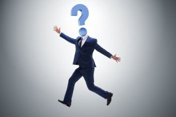  Businessman with question mark instead of his head. Businessman with question mark instead of his head