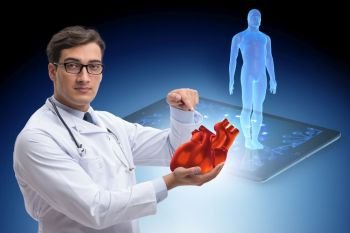 Heart treatment in telemedicine concept