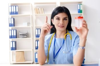 Female doctor gynecologist working in the clinic . Female doctor gynecologist working in the clinic