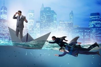 Businessmen in competition concept with shark
