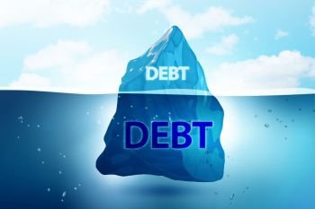 Debt and loan concept with iceberg - 3d rendering