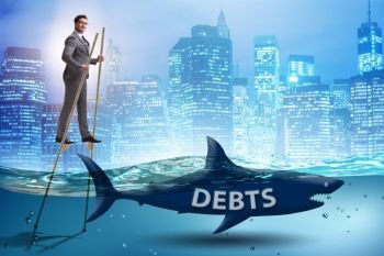 Businessman successfully dealing with loans and debts