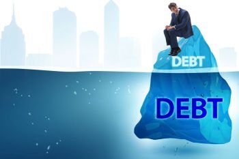 Debt and loan concept with hidden iceberg
