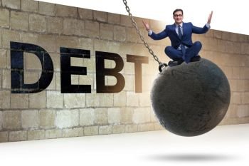 The debt and loan concept with businessman. Debt and loan concept with businessman