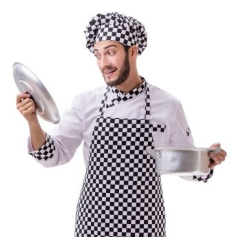 The male cook isolated on the white background. Male cook isolated on the white background