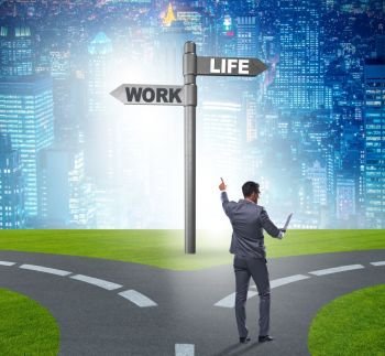 The work life or home balance business concept. Work life or home balance business concept
