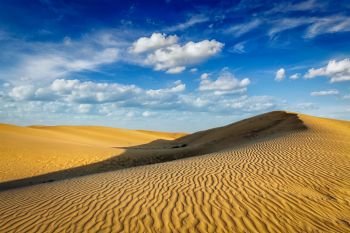 Sam Sand dunes in Thar Desert. Rajasthan, India. Sand dunes in desert