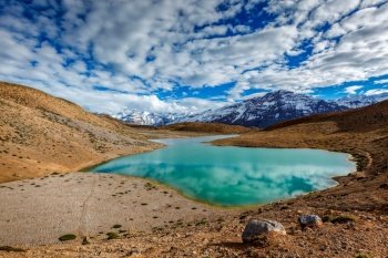 Dhankar Lake in Himalayas. Spiti Valley, Himachal Pradesh, India. Dhankar Lake. Spiti Valley, Himachal Pradesh, India