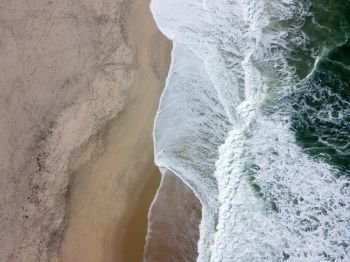 Drone view of the beautiful Portuguese beach of Costa Nova do Prado - Aveiro