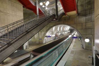 FRANCE, PARIS - October 8, 2018: Station metro Cite, urban Infrastructure