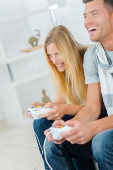a couple playing video games