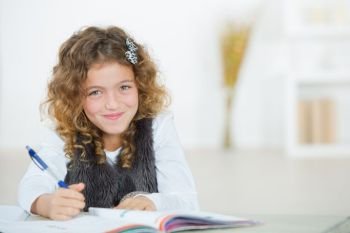 a girl doing her homework