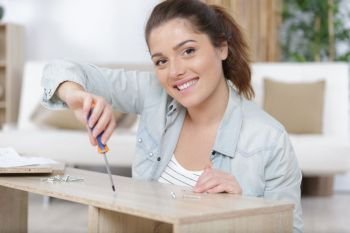 woman doing diy work at home