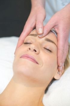 woman having a head massage