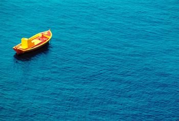 High angle view of boat on ocean