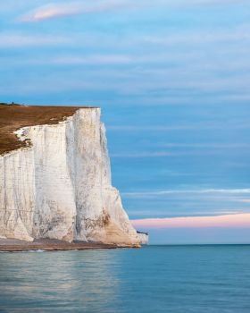 Beautiful dramatic Summer sunset over Seven Sisters landscape in Englad