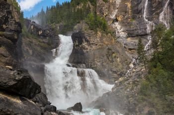 Beautiful Waterfall in Canadian mountains