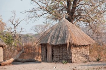 Rural hut in african village