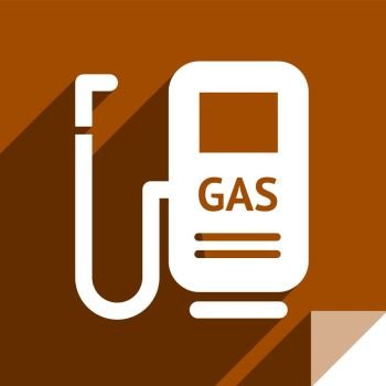 Gas filling, transport flat icon, sticker square shape, modern color. Transport flat sticker