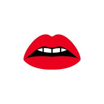 Sexy lips, female beautiful open mouth, red Illustration drawn in the comics style. Sexy woman red lips, female open beauty mouth