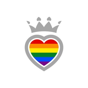 Symbol heart with crown with flag rainbow lgbt pride