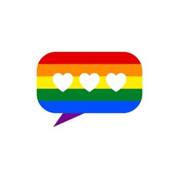 Symbol speech bubble with flag lgbt pride
