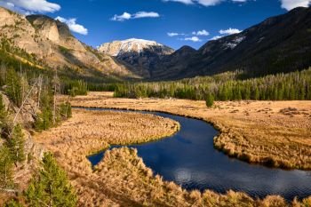 East Inlet Creek in Rocky Mountain National Park landscape, Colorado, USA. 