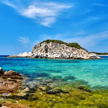 Beautiful rocky beach landscape, Sithonia, Greece