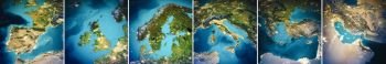 Planet Earth Europe map set. Elements of this image furnished by NASA. 3d rendering. Planet Earth Europe map set