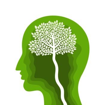 The tree in the head. Vector illustration