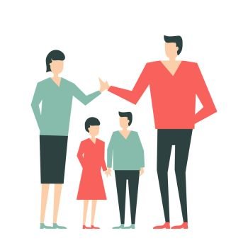 Man and woman and children. Vector illustration