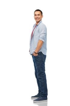 people concept - smiling young man over white background. smiling young man over white background