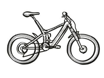 Retro cartoon style drawing of an electric bicycle or  e-bike on isolated white background done in black and white. Electric Bicycle Cartoon Retro Drawing
