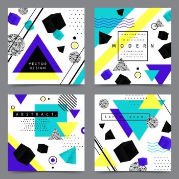 Abstract geometric shapes concept icons set flat isolated vector illustration. Geometric Shapes Concept Icons Set