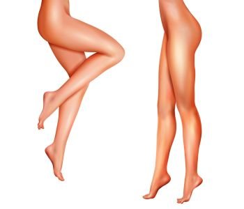 Naked female slim legs standing isolated vector realistic illustration. Female Legs Realistic Illustration