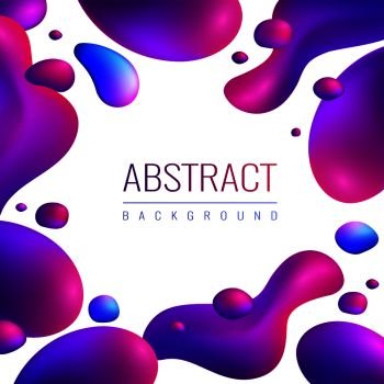 Fluid neon holographic abstract design composition with editable text and fluorescent gradient drops of different size vector illustration. Neon Drops Abstract Background