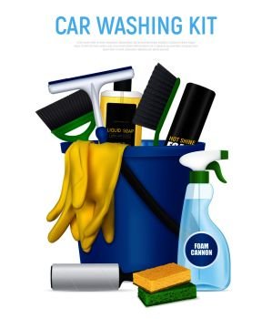 Car Washing Kit Realistic Composition