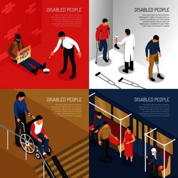 Disabled People Isometric Design Concept