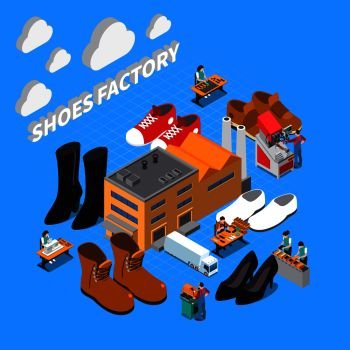 Footwear Factory Isometric Concept