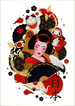 Japan Symbols Composition Poster