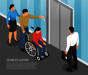 Disabled Woman Isometric Illustration
