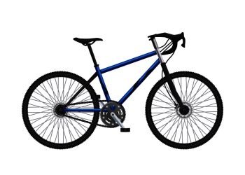 Realistic bicycle parts composition with isolated image of built-up mtb hardtail bike on blank background vector illustration