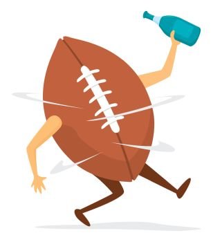 Cartoon illustration of funny football dizzy after fumble
