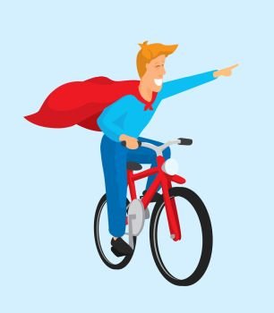 Cartoon illustration of bicycle super hero saving the day